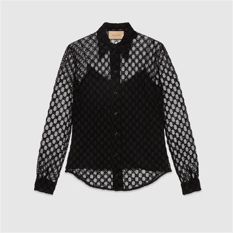 camicia gucci al.contrario|Camicia in tulle GG in nero .